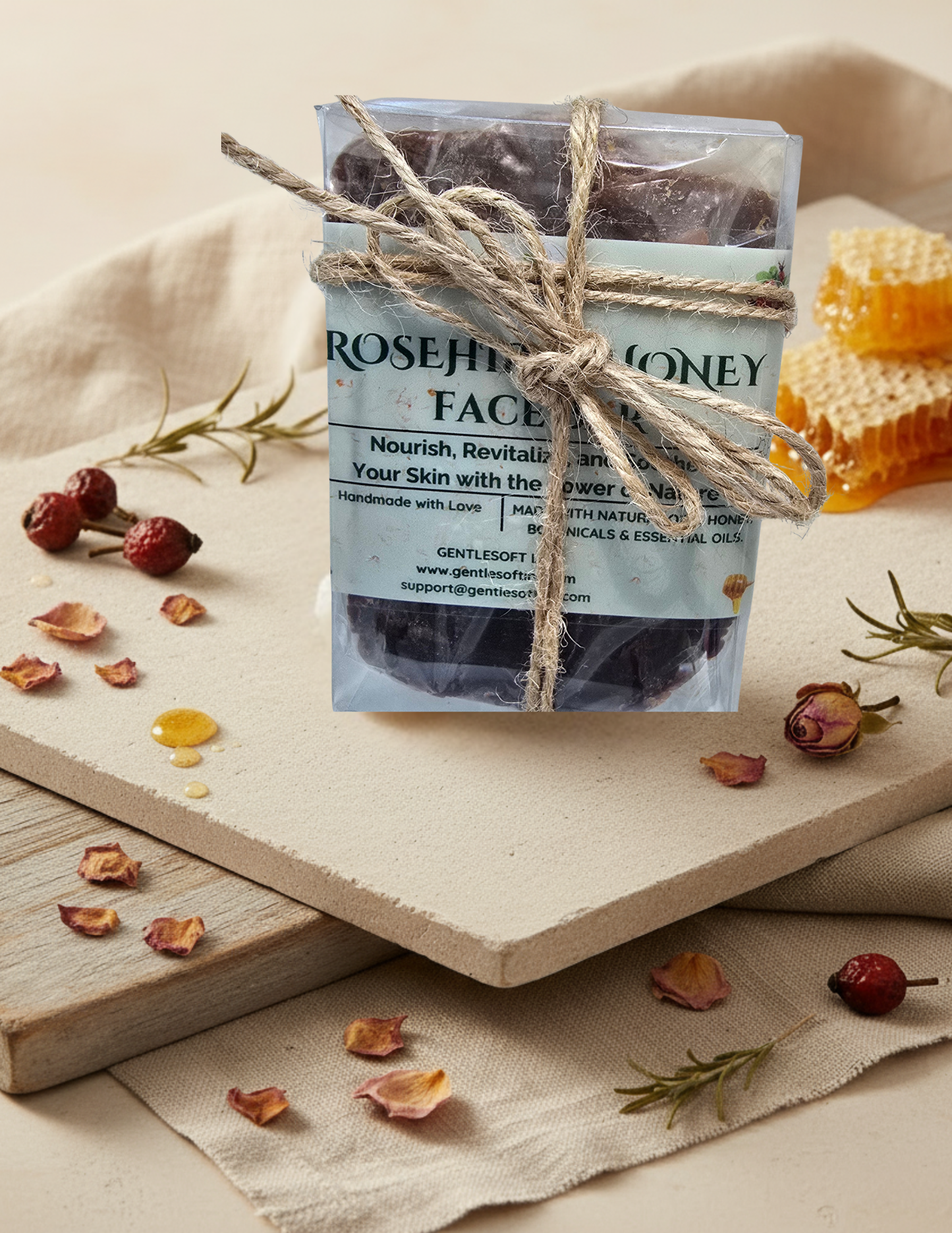 Gentlesoft™ Rosehip & Honey Face Bar – Gentle Botanical Cleanser