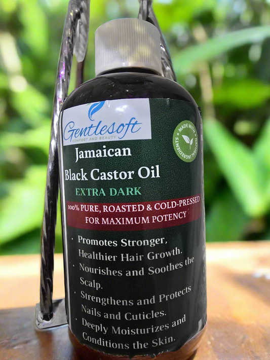 Gentlesoft Extra Dark Jamaican Black Castor Oil – 100% Pure, Roasted Longer, Cold-Pressed Hair Growth & Skin Hydration Oil - 4oz