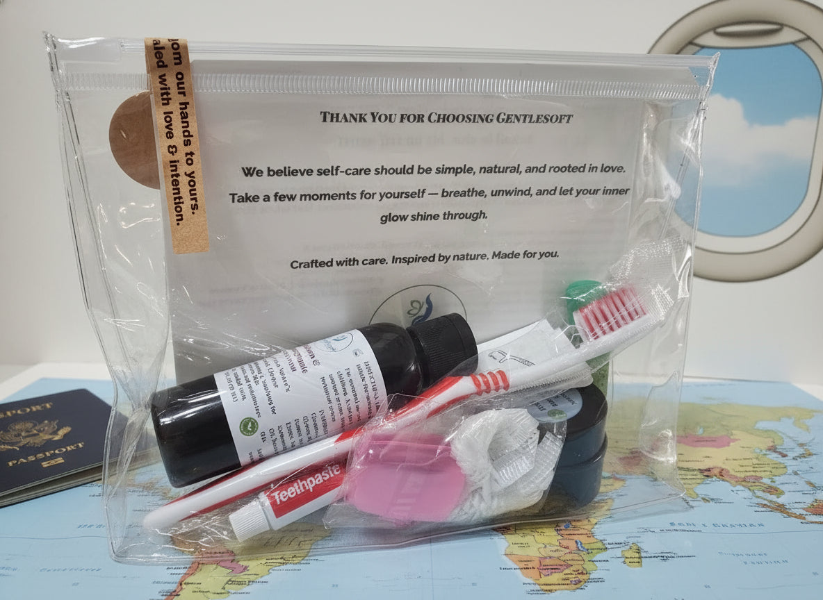 Gentlesoft Travel Kit – TSA-Friendly Hygiene & Skincare Set with Pomegranate & Hibiscus Essentials